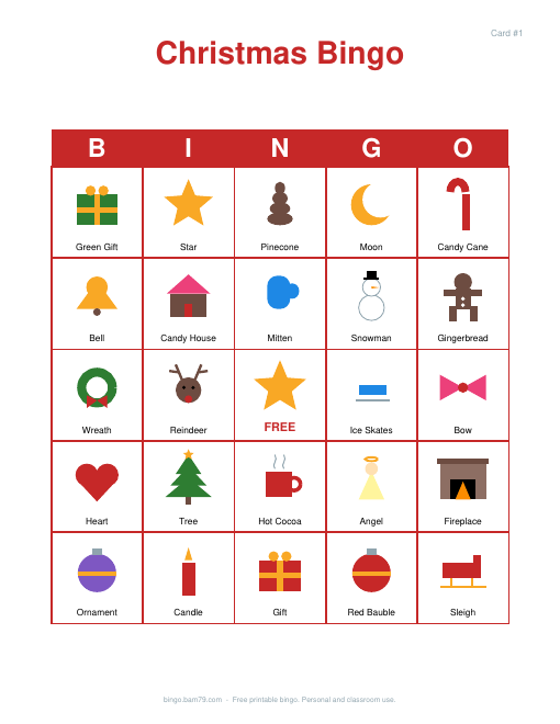 Christmas bingo card preview